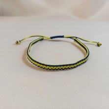 Crystal Atelier Sarı Lacivert Taraftar Bileklik - Makrome Bileklik - Hediyelik Bileklik - Ip Bileklik - Örgü Bileklik