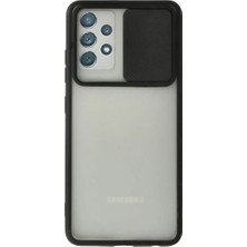 Senka Newface Samsung Galaxy A72 Kılıf Palm Buzlu Kamera Sürgülü Silikon - Siyah