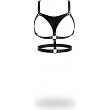 bebekokusu Siyah Göğüs Harness Deri O-Ring Detaylı - BRF1388