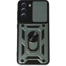 Senka Newface Samsung Galaxy S21 Fe Kılıf Pars Lens Yüzüklü Silikon - Yeşil