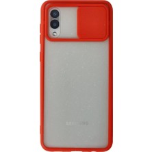 Senka Newface Samsung Galaxy A02 Kılıf Palm Buzlu Kamera Sürgülü Silikon - Kırmızı