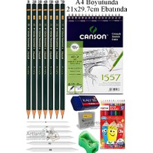 Artlantis Canson A4 Eskiz Defteri 1557 40 Yaprak Fatih Dereceli Kalem 12 Renk Kuru Boya Sketch Karakalem 6 Lı Gölgelendirme Hamur