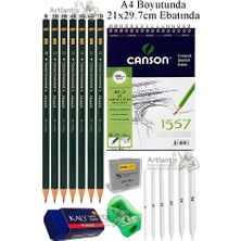 Artlantis Canson A4 Eskiz Defteri 1557 40 Yaprak Fatih Dereceli Kalem Sketch Karakalem 6 Lı Gölgelendirme Hamur Silgi Kalemtraş