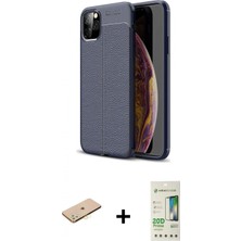 İlk El Grup Ieg™ iPhone 11 Pro Kılıf Doruk Klasik Özel Seri - Siyah 20D Premium Cam Ekran Koruyucu + Pembe Renkli Kamera Lens Koruma Cam