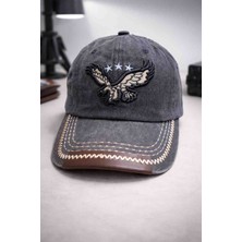 Alasmiel Vintage Yıkamalı Kartal Nakışlı Erkek Şapka – Ayarlanabilir Tokalı