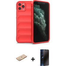 Masa Dostu Ieg™ iPhone 11 Pro Kılıf Atlas Koleksiyonu - Siyah 3D Antistatik Hayalet Cam Ekran Koruyucu + Pe