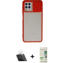 Masa Dostu Ieg™ Galaxy A22 Kılıf Vadi Çizgi - Siyah 20D Premium Cam Ekran Koruyucu + Şeffaf Kamera Lens K