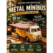 Nostaljik Metal Minibüs 30 cm Dekoratif Araba Modeli Retro Camper Van Ofis Ev Dekoru