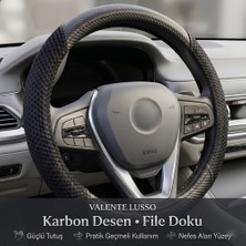 Valente Lusso Geçmeli Direksiyon Kılıfı Stealth Serisi Karbon Detaylı - 3D Hava Kanallı & Sportif Kavrama (38-40CM)