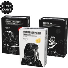 Noir Pit Coffee Co. Colombia Supremo, Dark Italian ve Ethiopia Kahve 3X250 G