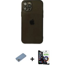 Masa Dostu Ieg™ iPhone 12 Pro Max Kılıf Ahenk Doku - Şeffaf Temperli Cam Ekran Koruyucu + Gümüş Shine K