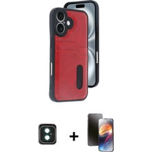 Masa Dostu Ieg™ iPhone 16 Kılıf Yörünge Işık Serisi - Siyah 3D Antistatik Mat Seramik Nano Ekran Koruyu