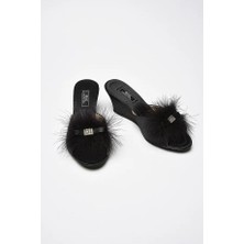 G&c Kadın Tüylü Taşlı Gelin Rahat Çeyizlik & Hediyelik Kutulu Ev Terliği