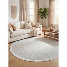 Rovigo Home Şönil, Premium,dokuma, Kaymaz Taban Iskandinav Yuvarlak Salon Halısı-Beyaz