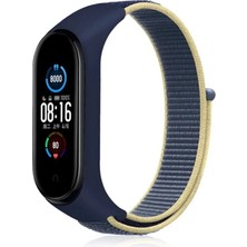 TeknoKapsül  Mi Band 4 Hasırlı Cırtcırtlı Kordon (Saat Değildir) - Sarı-Lacivert