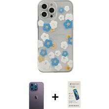 Masa Dostu Ieg™ iPhone 13 Pro Max Kılıf Eksen Asil Prime - Şeffaf Pasifik Cam Ekran Koruyucu + Mavi Neon F