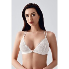 New Bra Sırt Tasarım Detay Dantelli Üçgen Bralet | Ekru 8326