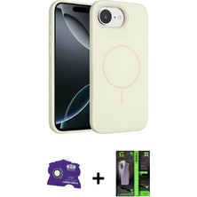 Masa Dostu Ieg™ iPhone 16E Kılıf Yankı Form Serisi - Şeffaf 360 Full Body Arka Koruyucu + Beyaz Bilvis Ti