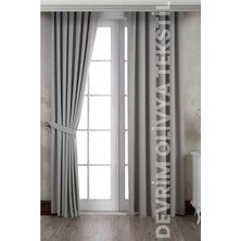 Taç Taş Rengi Blackout Işık Geçirmez Kornişli Karartma Saten Perde Lüks Fon Perde Antrasit