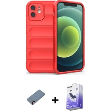 Masa Dostu Ieg™ iPhone 12 Kılıf Atlas Koleksiyonu - Siyah Bilvis 5in1 5d Magic Hayalet Cam Ekran Koruyucu +