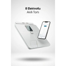Fressi Dijital Baskül Shape Pro 8 Elektrotlu Gümüş Akıllı Tartı LCD Ekranlı Hassas Ölçüm