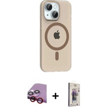 Masa Dostu Ieg™ iPhone 14 Kılıf Pusula Form Özel Seri - Siyah Bilvis 3D Cam Ekran Koruyucu + Kırmızı Ra