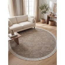Rovigo Home Şönil, Premium,dokuma, Kaymaz Taban Iskandinav Yuvarlak Salon Halısı-Vizon