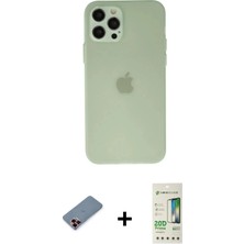 Masa Dostu Ieg™ iPhone 12 Pro Max Kılıf Atlas Minimal Prime - Siyah 20D Premium Cam Ekran Koruyucu + Kırm�