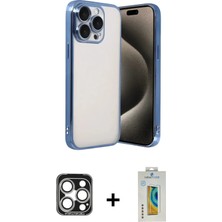 Masa Dostu Ieg™ iPhone 15 Pro Max Kılıf Vadi Minimal - Siyah Polymer Nano Ekran Koruyucu + Gümüş Pvd Met