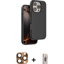 Masa Dostu Ieg™ iPhone 16 Pro Max Kılıf Kıvılcım Çizgi Serisi - Siyah Bilvis 3D Cam Ekran Koruyucu + Ç