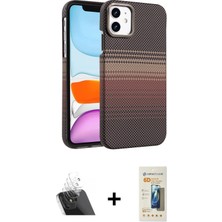 Masa Dostu Ieg™ iPhone 11 Kılıf Doruk Serisi - Siyah 6d Mat Seramik Hayalet Nano Ekran Koruyucu + Şeffaf K