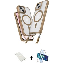 Masa Dostu Ieg™ iPhone 14 Kılıf Atlas Doku Koleksiyonu - Siyah 3D Antistatik Cam Ekran Koruyucu + Sierra Bl