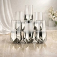 rova tr Amber Serisi Titanyum Kaplama Modern Su Bardağı 6’lı Premium Set - Hediyelik