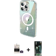 Masa Dostu Ieg™ iPhone 14 Pro Max Kılıf Odak Modern Serisi - Siyah 360 Mat Full Body Arka Koruyucu + Gümü