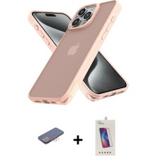 Masa Dostu Ieg™ iPhone 12 Pro Max Kılıf Atlas Form - Siyah Joko 5d Cam + Pembe Renkli Kamera Lens Koruma Ca