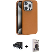 Masa Dostu Ieg™ iPhone 15 Pro Kılıf Zirve Modern Prime - Siyah Bilvis Hayalet Cam Ekran Koruyucu + Lacivert