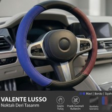 Valente Lusso Geçmeli Direksiyon Kılıfı  Taraftar Serisi Üç Renkli - Perfore Dokulu Sportif Kavrama (38-40CM)