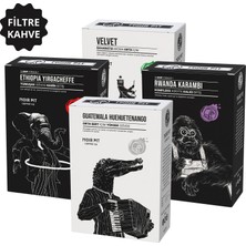 Noir Pit Coffee Co. Rwanda Karambi, Guatemala, Ethiopia ve Velvet Kahve 4X250 G