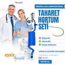 Plasyay Spiral Wc Taharet Hortumu Duvar Sabitlemeli Plastik Kelepçeli Yeni Ürün 120 Cm Mavi