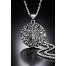 Voyage Accessory Paslanmaz Çelik Antrasit Renk Celtic Tree Of Life Hayat Ağacı Kolye