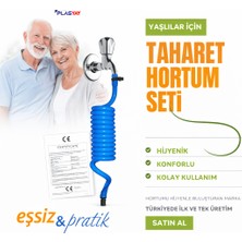 Plasyay Spiral Wc Taharet Hortumu Duvar Sabitlemeli Plastik Kelepçeli Yeni Ürün 2.5 Metre Mavi