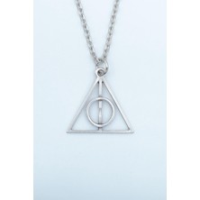 IDR Harry Potter Ölüm Yadigarları Üçgen Gümüş Kaplama Düz Zincir Kolye