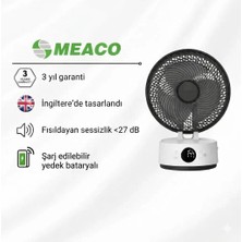 Meaco Sefte® 8" Bataryalı Ultra Sessiz Masaüstü Vantilatör – Uyku Modlu ve Enerji Tasarruflu Serinletici Fan