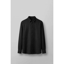 Abluka Online Erkek Relaxed Fit Jakar Desenli Uzun Kollu Gömlek Siyah