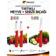 ERHCE 3'lü Bıçak Seti 2 Meyve Bıçağı + 1 Sebze Bıçağı Tırtıklı Bıçak