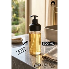 Muf Home Modern Cam Şeffaf Bulaşık Deterjanlık Seti Tezgah Üstü Cam Sabunluk Lavabo Deterjanlık 500ML