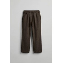 Abluka Online Erkek Relaxed Fit Jakar Desenli Bağcıklı Pantolon Kahverengi
