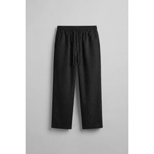 Abluka Online Erkek Relaxed Fit Jakar Desenli Bağcıklı Pantolon Siyah