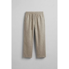 Abluka Online Erkek Relaxed Fit Jakar Desenli Bağcıklı Pantolon Krem
