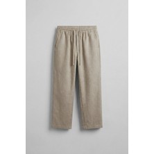 Abluka Online Erkek Relaxed Fit Jakar Desenli Bağcıklı Pantolon Krem